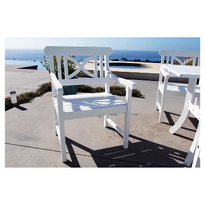 Vifah Bradley Outdoor Wood Arm Chair - White 3 Vifah Bradley Outdoor Wood Arm Chair - White
