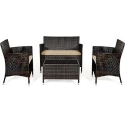 Tangkula 4 PCS Patio Rattan Wicker Furniture Set Outdoor With Cushions -Outdoor Furniture Store GUEST 855b937c 6918 46a6 b768 c93fed0f551b