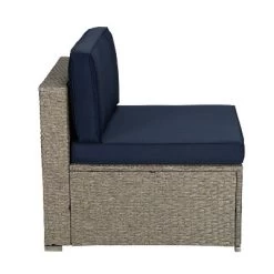 6pc Outdoor Rattan Wicker Set With Sectional, Chairs, Accent Table & Ottoman - Gray/Navy - GODEER -Outdoor Furniture Store GUEST 85ae0fd7 de13 4ef1 9c3b 551548ffcd60 1