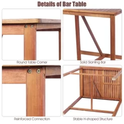 Costway 3PCS Bar Set Acacia Wood Bar Height Patio Bistro Dining Set Outdoor -Outdoor Furniture Store GUEST 85d2dba1 c8f5 4656 88fc 7fe2e46363e9