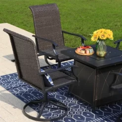 5pc Patio Dining Set With Square Steel Fire Pit With Faux Wood Tabletop & Rattan 360 Swivel Chairs - Captiva Designs 18 5pc Patio Dining Set With Square Steel Fire Pit With Faux Wood Tabletop & Rattan 360 Swivel Chairs - Captiva Designs -Outdoor Furniture Store GUEST 8604610e b272 4995 bb97 9fc338d5acd6