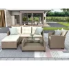4pc Wicker Patio Sectional Seating Set With Cushions - Beige/Brown - GODEER -Outdoor Furniture Store GUEST 86445659 b117 41bb 8e5d f18e3f7ea72f