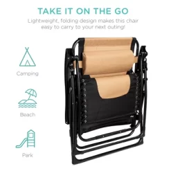 Best Choice Products Oversized Padded Zero Gravity Chair, Folding Outdoor Patio Recliner W/ Headrest, Side Tray -Outdoor Furniture Store GUEST 8669d6ef dcca 43c2 b3dc de980398cf84