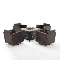 Palm Harbor 5pc Outdoor Wicker Conversation Set With Fire Table - Gray - Crosley -Outdoor Furniture Store GUEST 86ba6dbe 3f15 47a5 9698 8beb69ef9d6d