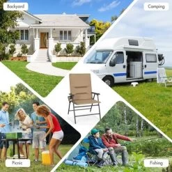 Costway Patio Padded Folding Portable Chair Camping Dining Outdoor Beach Chair GreyBrown -Outdoor Furniture Store GUEST 86c755ae 5d23 4b2c bf48 64f8fa5dfbeb