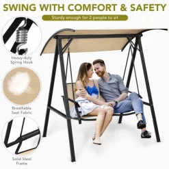 Costway Outdoor 2-Seat Swing Loveseat Canopy Hanging Swing -Outdoor Furniture Store GUEST 86f7b6c0 60c7 4acd b17e 0400234ea79d