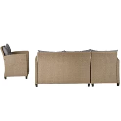 4pc Wicker Patio Conversation Set With Cushions - Beige/Brown - GODEER -Outdoor Furniture Store GUEST 873b9fa5 d522 4d5a 9371 574a1bbff487