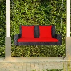 Tangkula Outdoor Wicker Porch Swing Bench 2-Person Patio Rattan Swing Chair W/ Soft Cushions White/Turquoise/Red/Black 14 Tangkula Outdoor Wicker Porch Swing Bench 2-Person Patio Rattan Swing Chair W/ Soft Cushions White/Turquoise/Red/Black -Outdoor Furniture Store GUEST 873bc113 f4a3 4b81 ad66 ca9e6d31c6dc