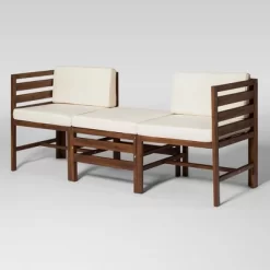 3pc Modular Acacia Wood Patio Chat Set With Cushions - Saracina Home -Outdoor Furniture Store GUEST 87867d10 2ed7 4519 8f7f 353e1fd3ffa4
