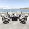 5pc Outdoor Dining Set With 42" Aluminum Square Medallion Design Fire Table & Deep Seating Swivel Rocking Chairs - Oakland Living -Outdoor Furniture Store GUEST 878f3b7f 8a6f 4334 836c 5bcc7894acf9