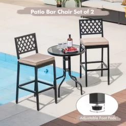 Costway Set Of 2 Outdoor Bar Height Dining Chairs Patio Metal Bar Stools With Cushion -Outdoor Furniture Store GUEST 879bf97c 6b4d 4c6d 8743 6aa8aa5e462c