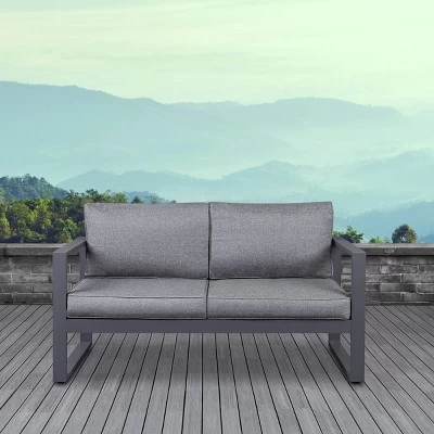 Baltic Patio Patio Loveseat Gray - Real Flame 3 Baltic Patio Patio Loveseat Gray - Real Flame