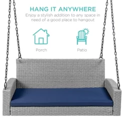 Best Choice Products Woven Wicker Hanging Porch Swing Bench For Patio, Deck W/ Mounting Chains, Seat Cushion -Outdoor Furniture Store GUEST 88949d2f 5223 41f8 ae9a 4dbc579a8b0c