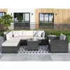 8pc Wicker Patio Conversation Set With Cushions - Beige - GODEER -Outdoor Furniture Store GUEST 88a34a60 2bc6 4c3f bace 5cb3c652a6fd