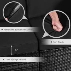 Costway 7PCS Patio Rattan Furniture Set 30'' Fire Pit Table Cover Cushion Sofa Off WhiteBlackNavyRedTurquoise -Outdoor Furniture Store GUEST 89032f3a 1f4d 4a14 8376 c026306b72c6