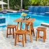 Costway 5PCS Acacia Patio Dining Set W/Square Table & 4 Stools Reddish Brown -Outdoor Furniture Store GUEST 8910f1bd 5b1b 43a6 b42c ffce8cfcb013