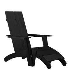 Flash Furniture Sawyer Modern All-Weather Poly Resin Wood Adirondack Chair With Foot Rest -Outdoor Furniture Store GUEST 89279347 fa59 4a6a 9010 87576319a3b4