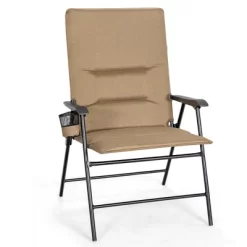 Costway Patio Padded Folding Portable Chair Camping Dining Outdoor Beach Chair GreyBrown -Outdoor Furniture Store GUEST 89b1766b b63b 4aca a7a9 135ff275c913