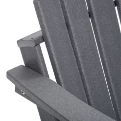 Outsunny 3 Piece Adirondack Chair Set Of 2, HDPE Folding Fire Pit Chairs And Patio Table, Outdoor Furniture With Slatted Seat, Dark Gray -Outdoor Furniture Store GUEST 89c6b222 0449 4fba a7d3 ea10855ea00c