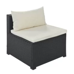 9pc Wicker Patio Sectional Seating Set With Cushions - Black/Beige - GODEER -Outdoor Furniture Store GUEST 8a0a211a 6e82 4189 952e c4a5b893cfb8