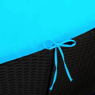 6pc Wicker Round Outdoor Sectional Set With Cushions - Black/Blue - GODEER 18 6pc Wicker Round Outdoor Sectional Set With Cushions - Black/Blue - GODEER - Image 16