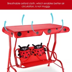 Costway Kids Patio Swing Chair Children Porch Bench Canopy 2 Person Yard Furniture Red -Outdoor Furniture Store GUEST 8a49aadf 81d9 4186 bd76 e19395430c56