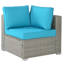 5pc Wicker Patio Seating Set With Cushions - Gray/Blue - GODEER -Outdoor Furniture Store GUEST 8b0ae97f c1fb 4c07 9b0f 0fb3f250a7cd
