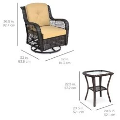 Best Choice Products 3-Piece Patio Wicker Bistro Furniture Set W/ 2 Cushioned Swivel Rocking Chairs, Side Table -Outdoor Furniture Store GUEST 8b4c6be9 2dd7 402a a2e2 378019637e76