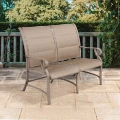 Aluminum Bench Chair With Streamlined Armrests For 2 Persons - Natural - WELLFOR -Outdoor Furniture Store GUEST 8b664327 596d 468a 91d9 5eaed6a0e284
