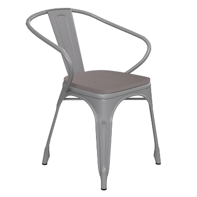 Emma And Oliver Metal Indoor-Outdoor Stacking Chair With Vertical Slat Back, Arms And All-Weather Polystyrene Seat 6 Emma And Oliver Metal Indoor-Outdoor Stacking Chair With Vertical Slat Back, Arms And All-Weather Polystyrene Seat - Image 4