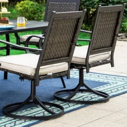 9pc Patio Dining Set With 360 Swivel Chairs With Cushions And Rectangle Concertina Steel Table - Captiva Designs -Outdoor Furniture Store GUEST 8bb30448 b352 4e9d 8d80 697b86db1306