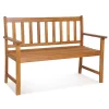 Costway 2-Person Slatted Bench Patio Acacia Wood Loveseat 800 Lbs Outdoor Natural -Outdoor Furniture Store GUEST 8c09e449 e467 49b5 af38 c5b3b8540784