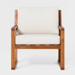 Saracina Home Modern Slat-Back Acacia Outdoor Arm Chair With Cushions -Outdoor Furniture Store GUEST 8c100c19 cce6 4263 bf19 7df869ee1e9b