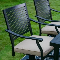 7pc Outdoor Dining Set With Steel Swivel Chairs & Large Rectangle Metal Table With Umbrella Hole - Black - Captiva Designs -Outdoor Furniture Store GUEST 8c64e9fb 2652 42ba 8e67 4fd9b226eb45