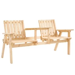 Outsunny Wooden Garden Bench With Umbrella Hole & Middle Table, Outdoor Loveseat With Weather-Fighting Material 2 Person Chair For Garden, Patio, Balcony -Outdoor Furniture Store GUEST 8c699aa0 f49d 42a0 a001 68fde282aaec