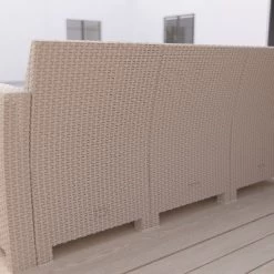 Merrick Lane Outdoor Furniture Resin Sofa Faux Rattan Wicker Pattern Patio 3-Seat Sofa With All-Weather Cushions -Outdoor Furniture Store GUEST 8c834faf 3e4e 4700 9ddc 7ac1c8468f61