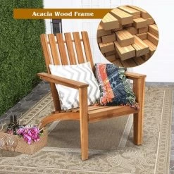 Costway 2PCS Patio Acacia Wood Adirondack Chair Lounge Armchair Durable Outdoor Garden -Outdoor Furniture Store GUEST 8c8639c1 1c27 45dd 986a 4ad1bc2cf431