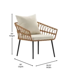 Emma And Oliver Four Piece Indoor/Outdoor Boho Open Weave Natural Rattan Rope Patio Set With Two Chairs, Loveseat And Table With Cushions -Outdoor Furniture Store GUEST 8ceaa314 000a 4ee7 bdad 45943b3f97b5