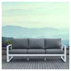 Baltic 1pc Metal Patio Sofa - White - Real Flame -Outdoor Furniture Store GUEST 8cf00070 f8d1 4a72 aeb5 c6e5d2b22678