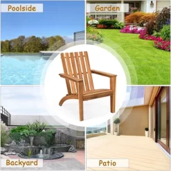 Costway Patio Acacia Wood Adirondack Chair Lounge Armchair Durable Outdoor Garden Yard -Outdoor Furniture Store GUEST 8cf84655 561f 435a bcca aef4106ba684