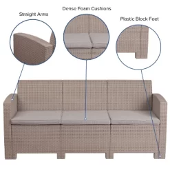 Merrick Lane Outdoor Furniture Resin Sofa Faux Rattan Wicker Pattern Patio 3-Seat Sofa With All-Weather Cushions -Outdoor Furniture Store GUEST 8d26b94b 2c4b 48d9 99fd fa81689edd61