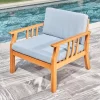 Kapalua Honey Nautical Curve Eucalyptus Wooden Outdoor Sofa Chair With Cushion - Vifah -Outdoor Furniture Store GUEST 8d4fd334 3ef9 4c48 9a5a 6f5ad2cb0d76