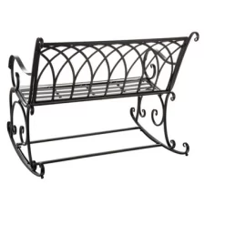 Evergreen Beautiful Springtime Colorful Black Rocking Brushed Metal Garden Bench - 43x33x37 In -Outdoor Furniture Store GUEST 8d6f6e68 cb8b 469f bd4f 02e5b11f59b3