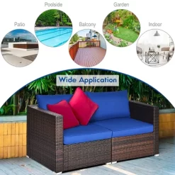 Costway 4PCS Patio Rattan Corner Sofa Sectional Furniture Set Navy Cushion -Outdoor Furniture Store GUEST 8dfa71e9 3077 4bfa bf0f a13d8a67a683 1