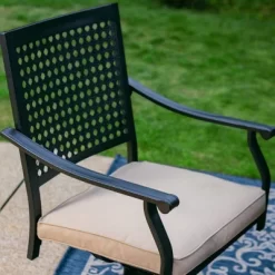 7pc Outdoor Dining Set With Steel Swivel Chairs & Large Rectangle Metal Table With Umbrella Hole - Black - Captiva Designs -Outdoor Furniture Store GUEST 8e420e26 6e1d 4e9a ab01 63733eb80d46