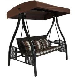 Sunnydaze Decor Sunnydaze Outdoor Deluxe 3-Person Patio Swing With Tilting Canopy Shade, Cushions And Side Tables -Outdoor Furniture Store GUEST 8e462c62 a61d 456d 9fa1 3b6c4c8b7235
