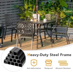 Costway 37'' Patio Square Dining Table Metal Slat W/1.57'' Umbrella Hole Garden -Outdoor Furniture Store GUEST 8e7f2412 554f 485e 8621 20dceaa77e07