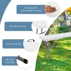 Costway 6 FT Portable Folding Bench Outdoor Picnic Bench 550 Lbs Limited For Dining -Outdoor Furniture Store GUEST 8e94c4e3 bc5f 4734 8496 c0024283d947