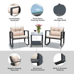 Tangkula 3 PCS Patio Chair Table Set Wicker Rattan Furniture Beige/Red/Blue/Black -Outdoor Furniture Store GUEST 8f1b8c5f 2cfc 4cf8 b28a 0c3f78b22a6a