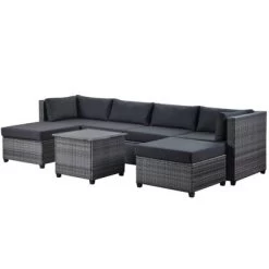 7pc Outdoor Set With Rattan Sofa & Cushions - Gray - GODEER 21 7pc Outdoor Set With Rattan Sofa & Cushions - Gray - GODEER -Outdoor Furniture Store GUEST 8f292334 9743 4a87 8dda 709fc0392641